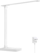 Lepro デスクライト led 目に優しい ACアダプター付き 電気スタンド 800lm超高輝度 卓上ライト おしゃれ テーブルライト【5段階色温度・明るさ/調光調色/タッチセンサー操作/多角度調整/コンセント付き】 人気 省エネ 学習机 台灯 勉強 机 ライト 明るい ライトすたんど ブックライト 読書灯 (ホワイト) [PR310001-DWW-JP]
