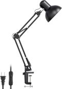 Lepro アームライト led デスクライト クランプ スタンド電気 アームスタンド スイング E26口金 電球別売り【目に優しい/led電球/スマート電球/植物育成用ライト対応/ランプ交換可能/電源コード160cm】 卓上ライト人気 高輝度 おしゃれ 台灯 集中しやい 勉強 読書 仕事 作業 スタンドライト (ブラック) [PR3100028-JP]