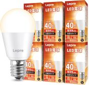 Lepro LED電球 E17口金 40W形 440lm 電球色 3000K 非調光型 ミニクリプトン ミニランプ形電球 広配光タイプ 高演色性 PSE認証済み 密閉器具対応 省エネ キッチン 台所 トイレ リビング ダイニング 脱衣所 寝室 廊下 玄関照明用 小型電球 6個入[100001-WW-JP-6]