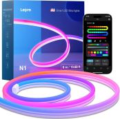 Lepro N1 AI ledネオンライト AI生成光 6m AI照明デザイン アシスタント スマート テープライト 音楽同期 MagicColor 流れる Alexa/Google Home対応 WIFI/Bluetoothコントロール ネオンサイン 虹色 アドレサブル おしゃれ RGB 調光調色 クリスマス 間接照明 ネオン管 LLM 【Leproアプリ アカウント登録要】[N1-6-JP]