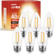 Lepro LED電球 E26 口金 全方向 40W形相当 シャンデリア電球 口金直径26mm C35 電球色 2700K キャンドル電球 フィラメント電球 280° レトロ電球 高演色性 クリアタイプ 密閉器具対応 4W 省エネ チラツキ少ない シャンデリア風 蝋燭型 led照明 日本PSE認証済 6個入り[100008-WW-JP-6]