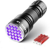 Lepro ブラックライト UVライト 紫外線ライト uvライト 釣り レジン用 硬化ライト 21LED UV 懐中電灯 紫外線 ライト ブルーライト アルミ合金材質 単4形電池付属 ブラック ライト uvレジン ライト ペットのオシッコ汚れを発見 目には見えない汚れに対策に [1100008]