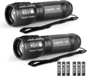 LED 懐中電灯 フラッシュライト ハンディライト 高輝度LEDチップ搭載 ズーム調節 軽量 小型 電池式 単四電池付き 防災 停電対策 緊急用 キャンプ 登山 夜釣り 2個パック[1200012-2-JP]