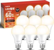 Lepro 電球 e26 led 電球色 60W形 810lm 3000K 7.3W 広配光タイプ 高演色性 PSE認証済み 密閉器具対応 省エネ 一般電球 led電球 キッチン 台所 トイレ リビング ダイニング 脱衣所 寝室 廊下 玄関照明用 非調光 6個入り[100002-WW-JP-6]