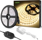 Lepro LEDテープライト 電球色 無段階調光 間接照明 5m 12v 高演色タイプ ストリップライト 切断可能 2835SMD 300LED高輝度 ストリングライト 寝室/お部屋/店舗/コレクション/看板照明[PR4100067-WW-JP-NF]