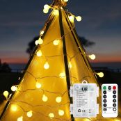 Lighting EVER イルミネーションライト led ストリングライト 電池式 フェアリーライト led電飾 5m 50球 電球色 防水 防雨 屋内 屋外 調光可能 【リモコンと電池ボックス 2WAYコントロール/8種類の点灯モード/明るさ無段階調整/タイム設定】 飾り付け 装飾 飾り クリスマス ベッドルーム アウトドア キャンプライト 結婚式 庭 パーティー[4300025-WW]