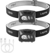 Lepro ヘッドライト 充電式 LED ヘッドランプ 防水 センサー付き 明るい ledヘッドライト 手振り【白光＆赤光/5つ点灯モード/実用点灯20時間/60°角度調整可/USBケーブル付き】 夜釣り 登山 キャンプ 作業 頭につけるライト ジョギング ハイキング アウトドア 災害 停電対策 防災用 ヘッド ライト [PR320017-2]