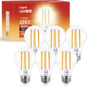 Lepro led電球 e26 led 電球色 100w形 フィラメント 電球 電球色 2700k 10.5w 全方向 クリアタイプ 非調光 一般電球形 1521lm 省エネ PSE認証済み シーリング ペンダント スタンド ブラケットなど適用 インテリア 玄関 階段 廊下 トイレ リビング ダイニング 6個入り[100011-WW-JP-6]